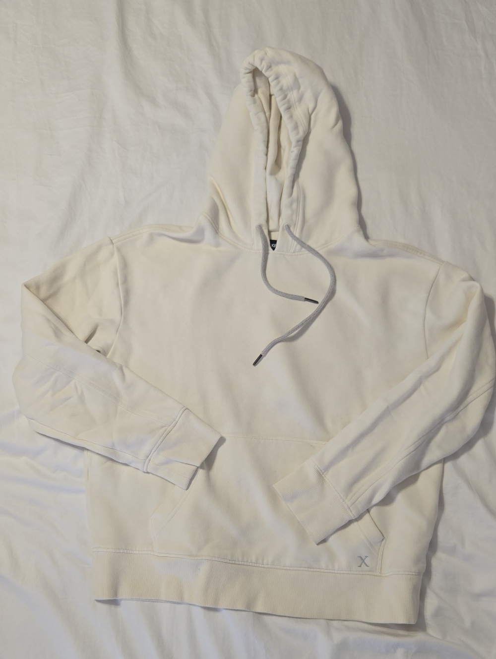 Express Men's Cream Hooded Sweatshirt with Drawstring